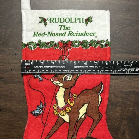 Vtg Rudolph the Red Nosed Reindeer Christmas Stocking Robert May Felt 80s Retro - Picture 8 of 9